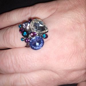 Ring with stretchy band- multi colored stones